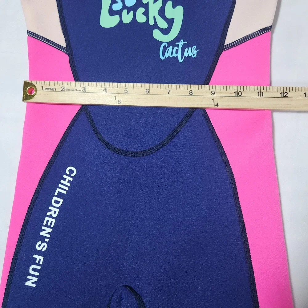 Dive & Sail Kids Sz 8/XXL 2mm  Shorty Wetsuit Blue Pink She's So Lucky‎ Cactus